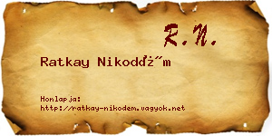 Ratkay Nikodém névjegykártya